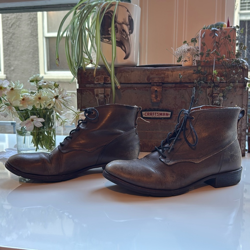 Brown leather Timberland boots